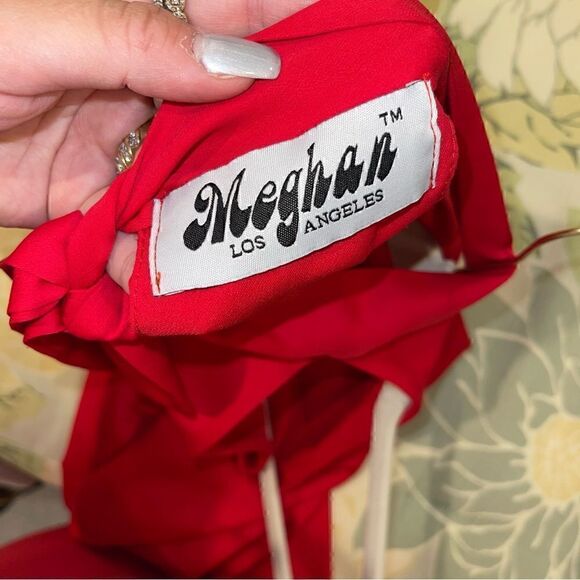 Meghan Los Angeles Red Tie Neck Dress - Picture 7 of 7